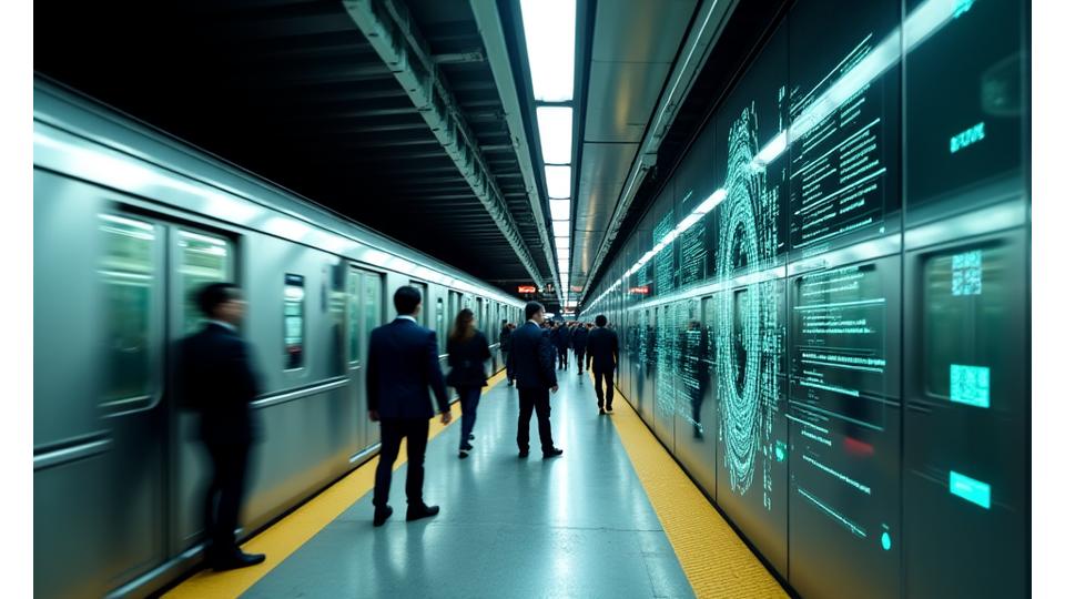 東京メトロの地下鉄ホームでAIが交通流を解析しているイメージ