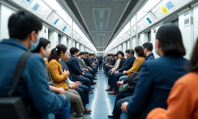 東京メトロの地下鉄の車内、乗客がスムーズに移動している